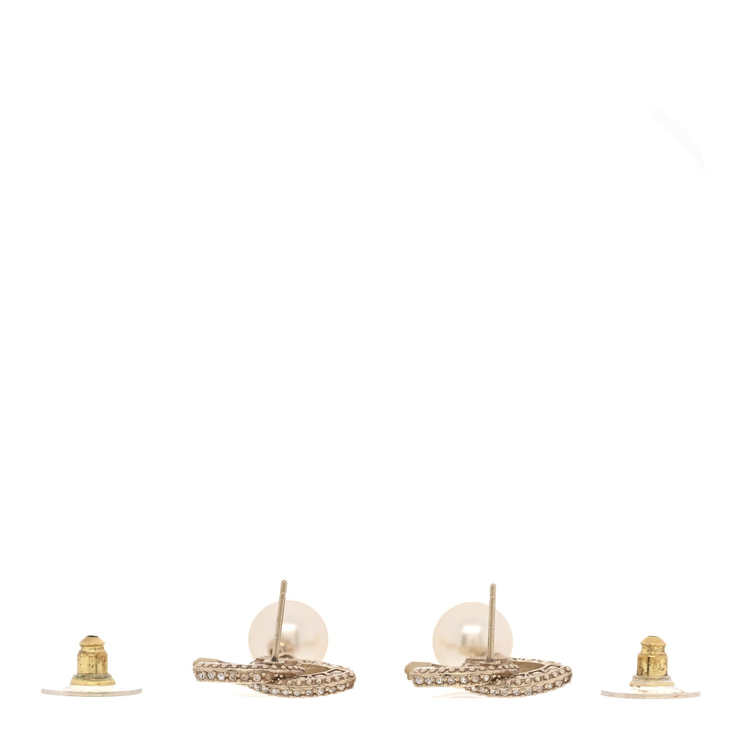 Crystal Pearl CC Drop Earrings Gold