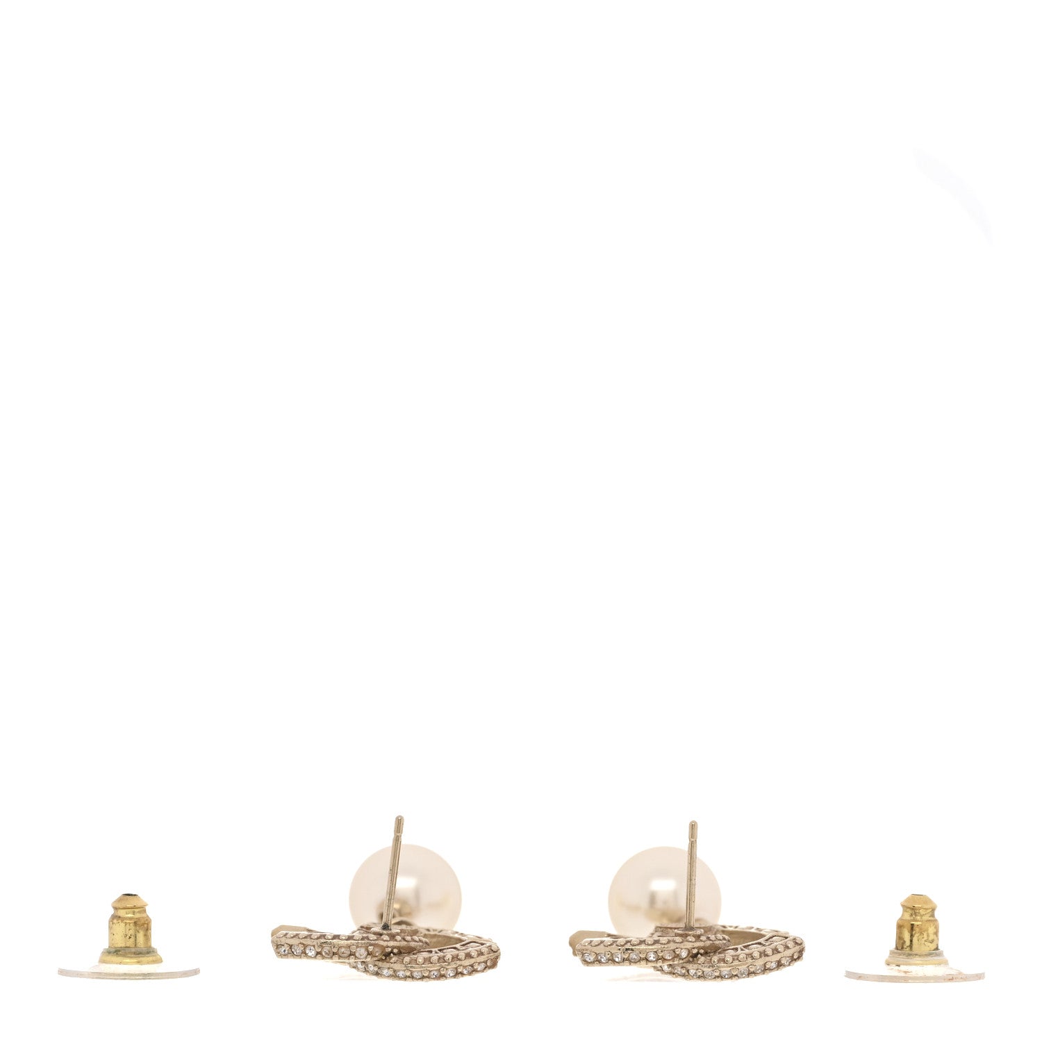 Chanel Crystal Pearl CC Drop Earrings Gold 3 of 6