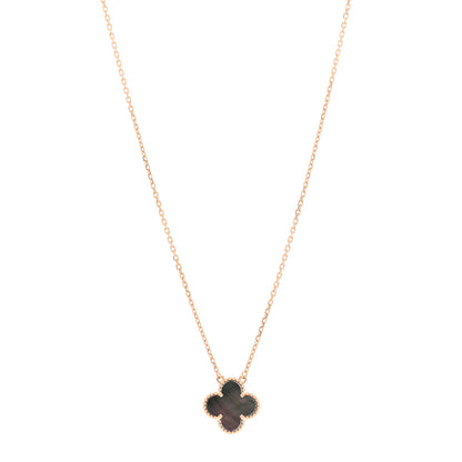 Van Cleef & Arpels 18K Rose Gold Gray Mother of Pearl Vintage Alhambra Pendant Necklace 1 of 5
