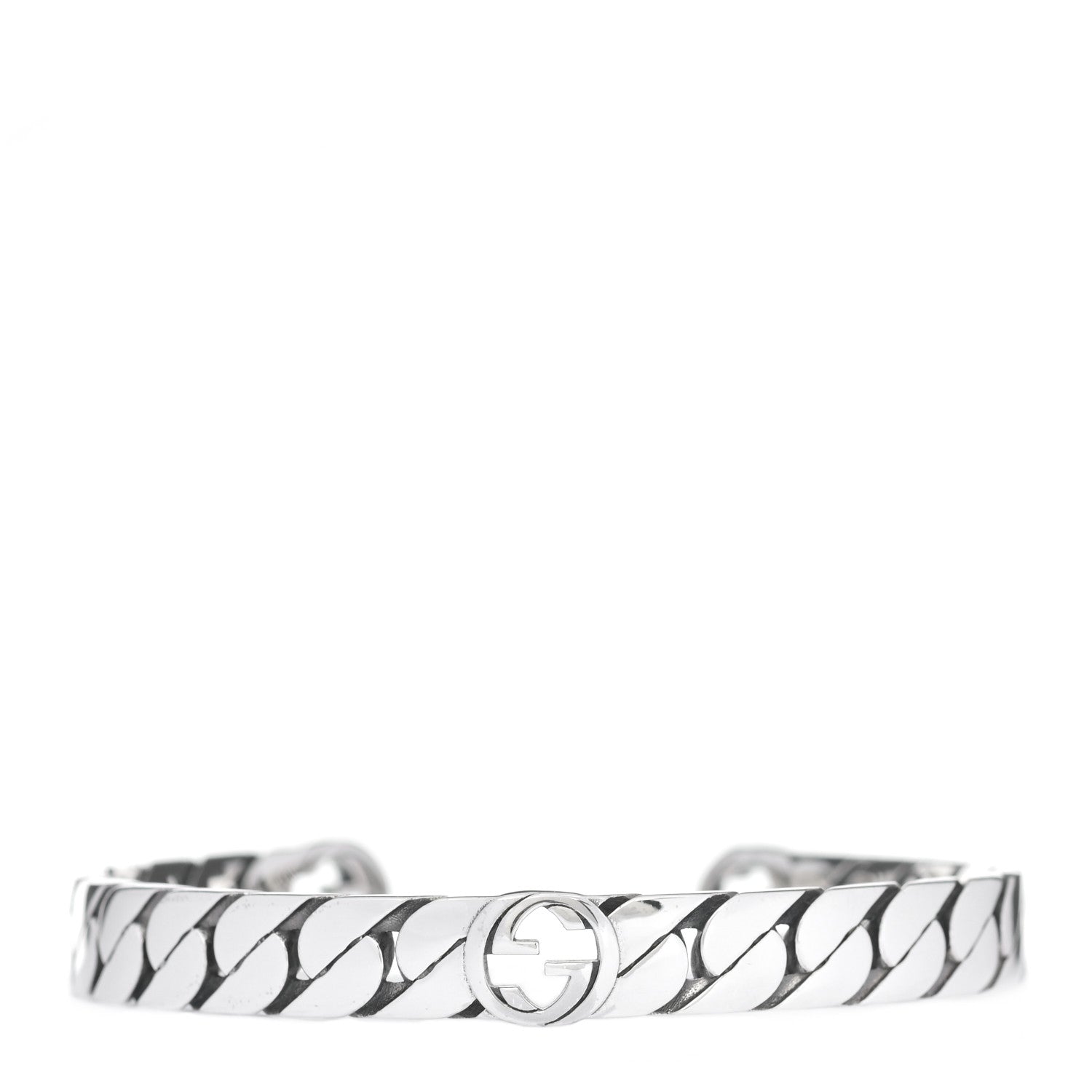 Gucci Sterling Silver Interlocking G Cuff Bracelet 19 1 of 7