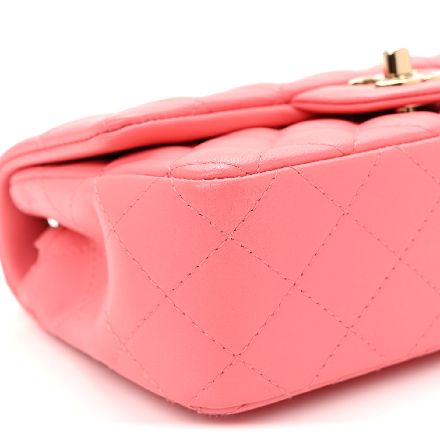 Lambskin Quilted Mini Rectangular Flap Pink
