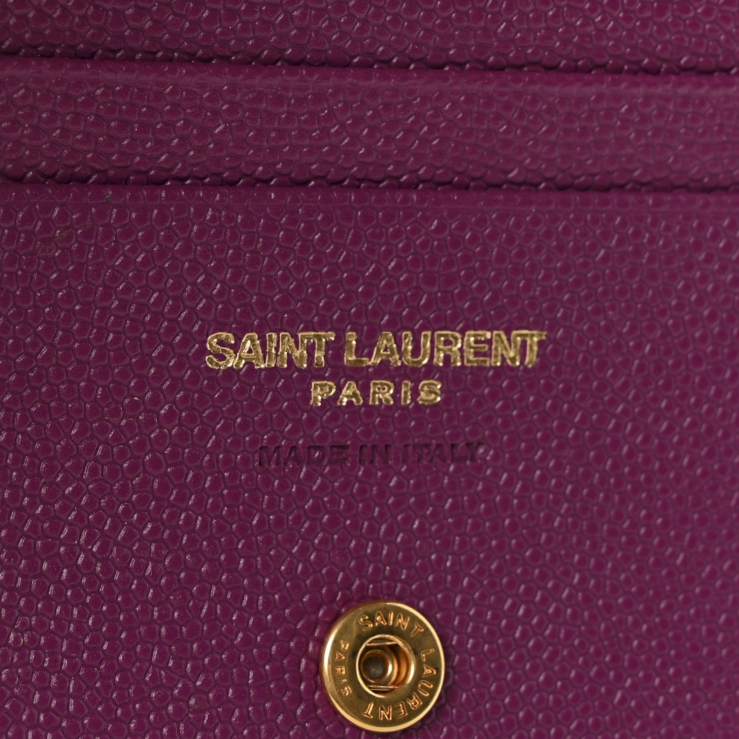Saint Laurent Grain De Poudre Matelasse Chevron Monogram Flap Card Case Dark Grape 6 of 8