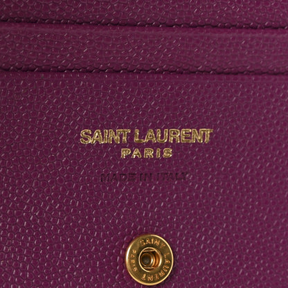 Saint Laurent Grain De Poudre Matelasse Chevron Monogram Flap Card Case Dark Grape 6 of 8