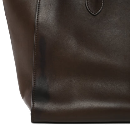 The Row Polished Saddle Calfskin Marlo 14 Dark Brown 10 of 12