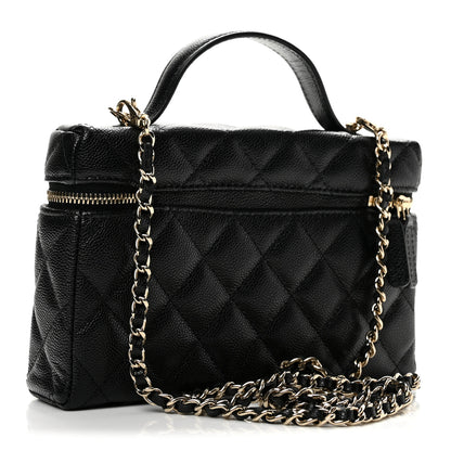 Chanel Caviar Quilted Top Handle Slim Vanity With Chain Black 3 of 12