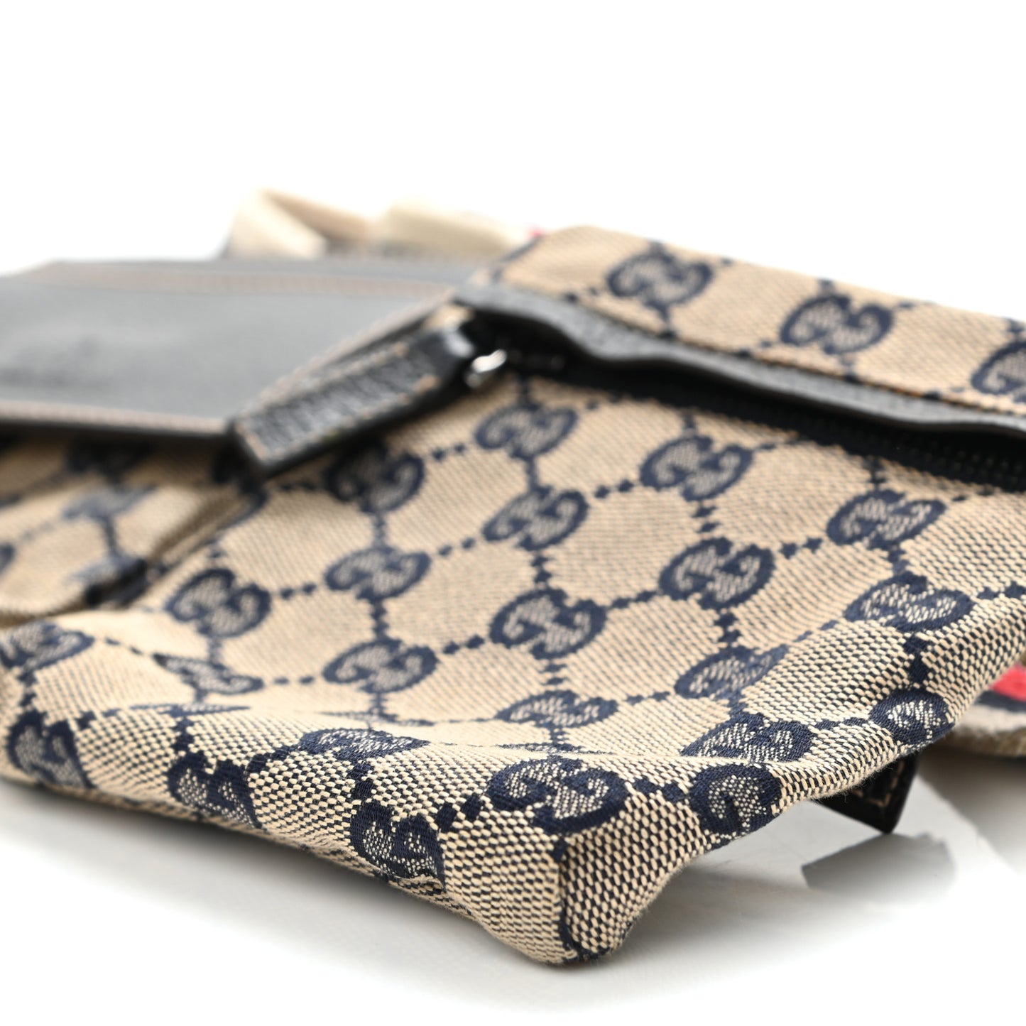 GG Monogram Web Double Pocket Belt Bag Navy
