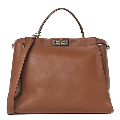 Fendi Vitello Dolce Large Peekaboo Iconic Satchel Corteccia 1 of 10