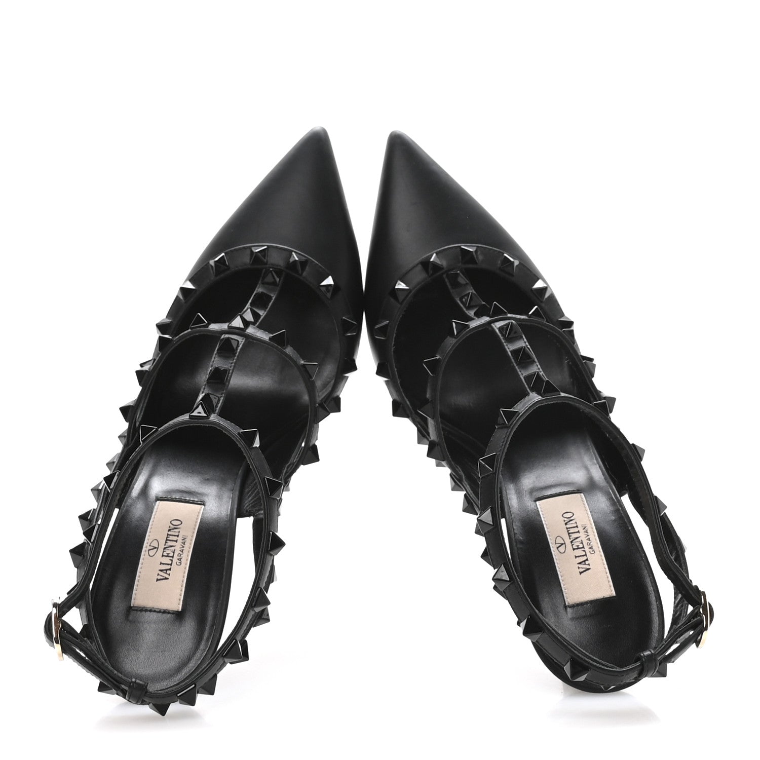 Valentino Garavani Calfskin Lacquered Monochrome Rockstud Ankle Strap 100mm Pumps 40 Black 2 of 9