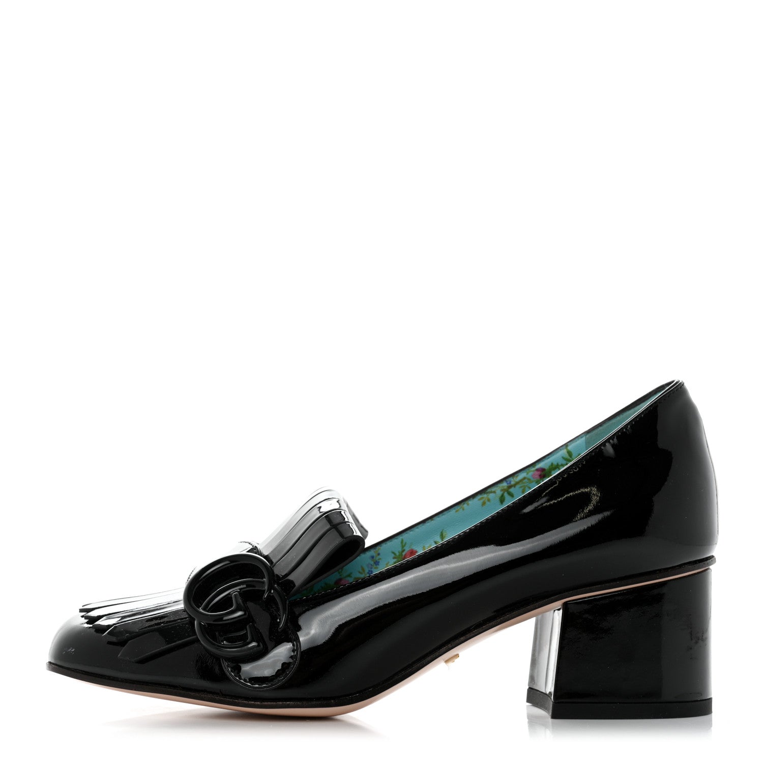 Gucci Vernice GG Marmont Fringe 50mm Loafer Pumps 35 Black 1 of 9