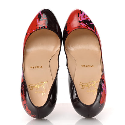 Christian Louboutin Patent Painted Clichy 100 Pumps 38.5 Burgundy 2 of 10
