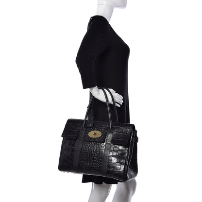 Mulberry Calfskin Crocodile Embossed Bayswater Black 2 of 8