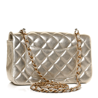 Chanel Metallic Lambskin Quilted Mini Rectangular Flap Gold 2 of 11