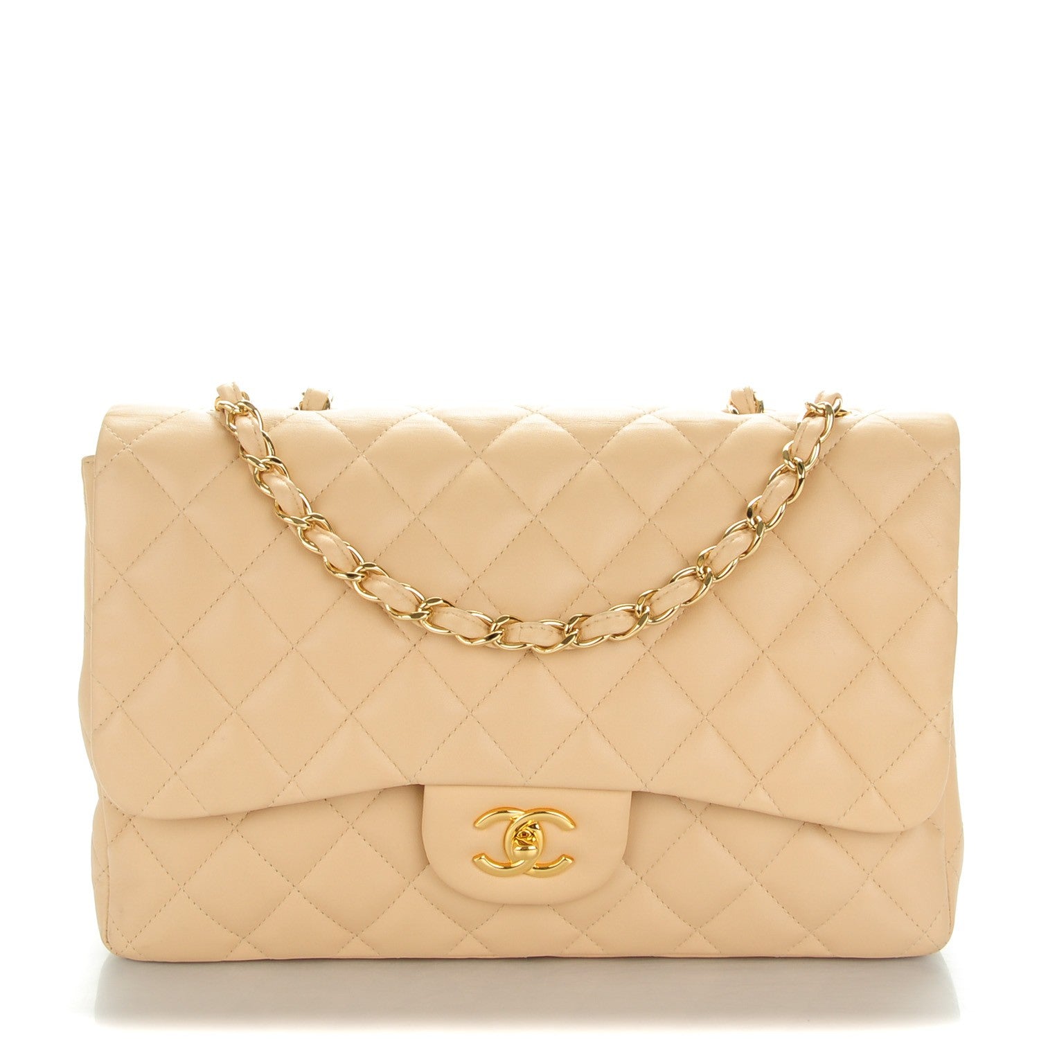 Chanel Lambskin Quilted Jumbo Single Flap Beige Clair 1 of 10