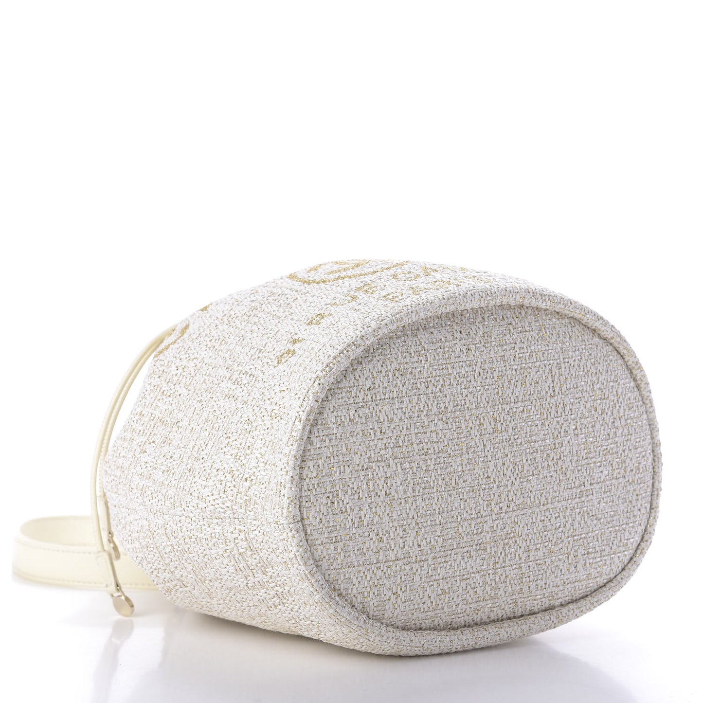 Lurex Boucle Deauville Drawstring Bag Ivory