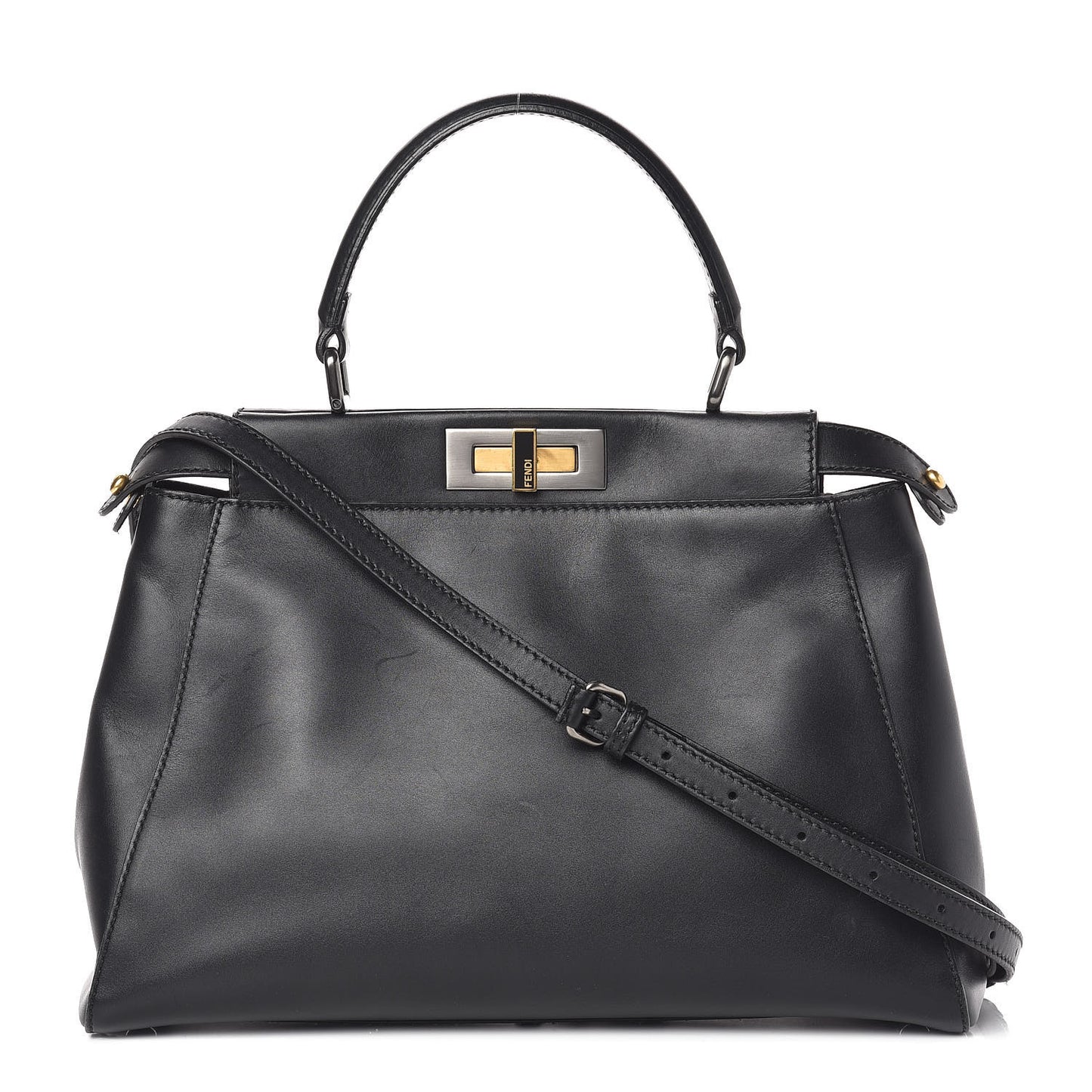 Vitello Suede Medium Peekaboo Iconic Satchel Black