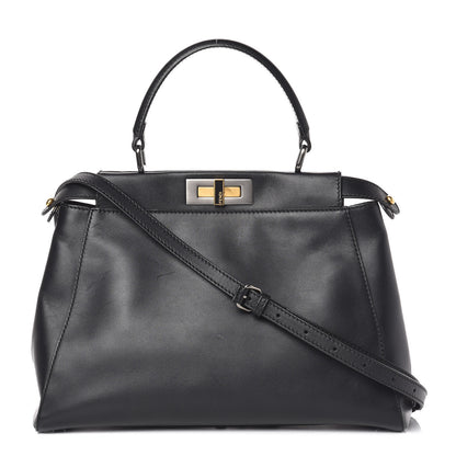 Fendi Vitello Suede Medium Peekaboo Iconic Satchel Black 1 of 19