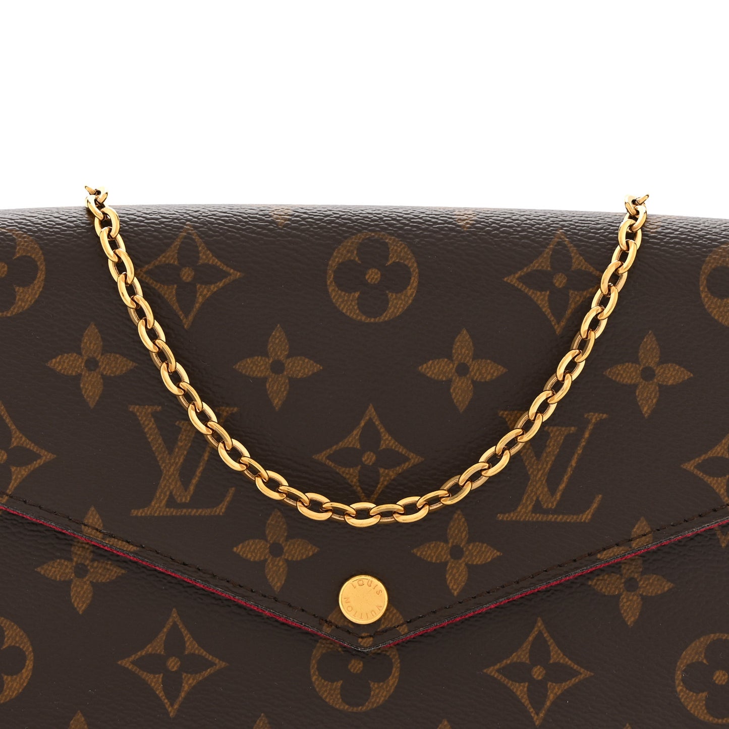 Monogram Pochette Felicie Chain Wallet Fuchsia