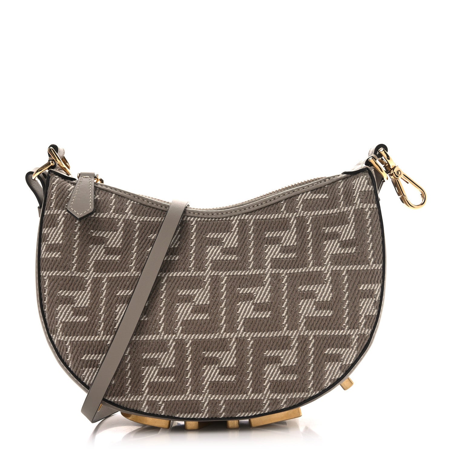 Fendi Denim Jacquard FF Effect Vitello Grace Mini Fendigraphy Hobo Bag Dove White Dove 1 of 10