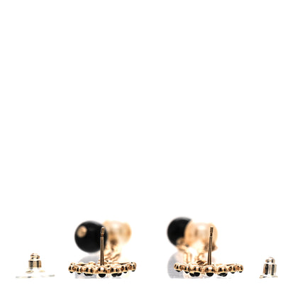 Chanel Resin Crystal Pearl CC Chain Drop Earrings Gold White Black 3 of 4