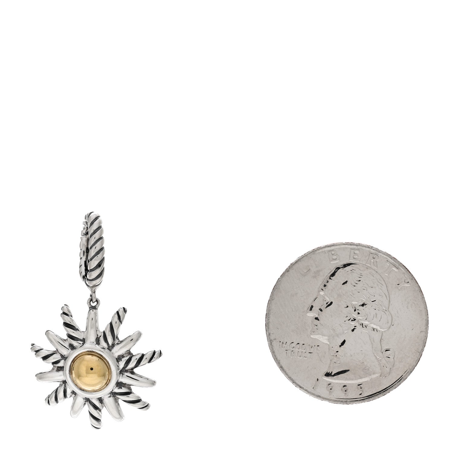David Yurman Sterling Silver 18K Yellow Gold Sun Charm Pendant 2 of 3