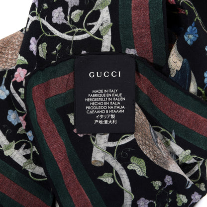 Gucci Silk Floral Condor Square Handkerchief Black 3 of 6