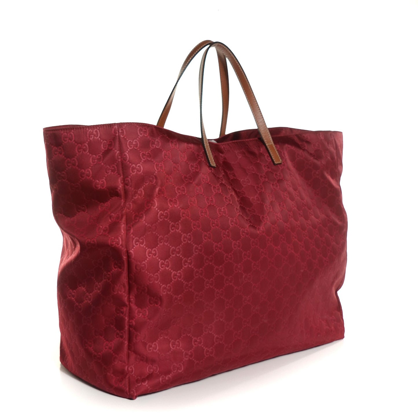 Nylon Monogram Large Tote Red