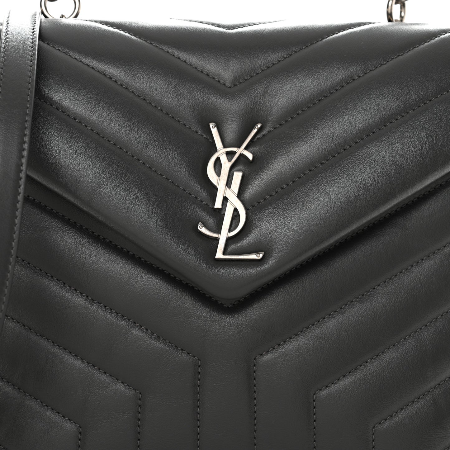 Calfskin Y Quilted Monogram Medium Loulou Satchel Storm
