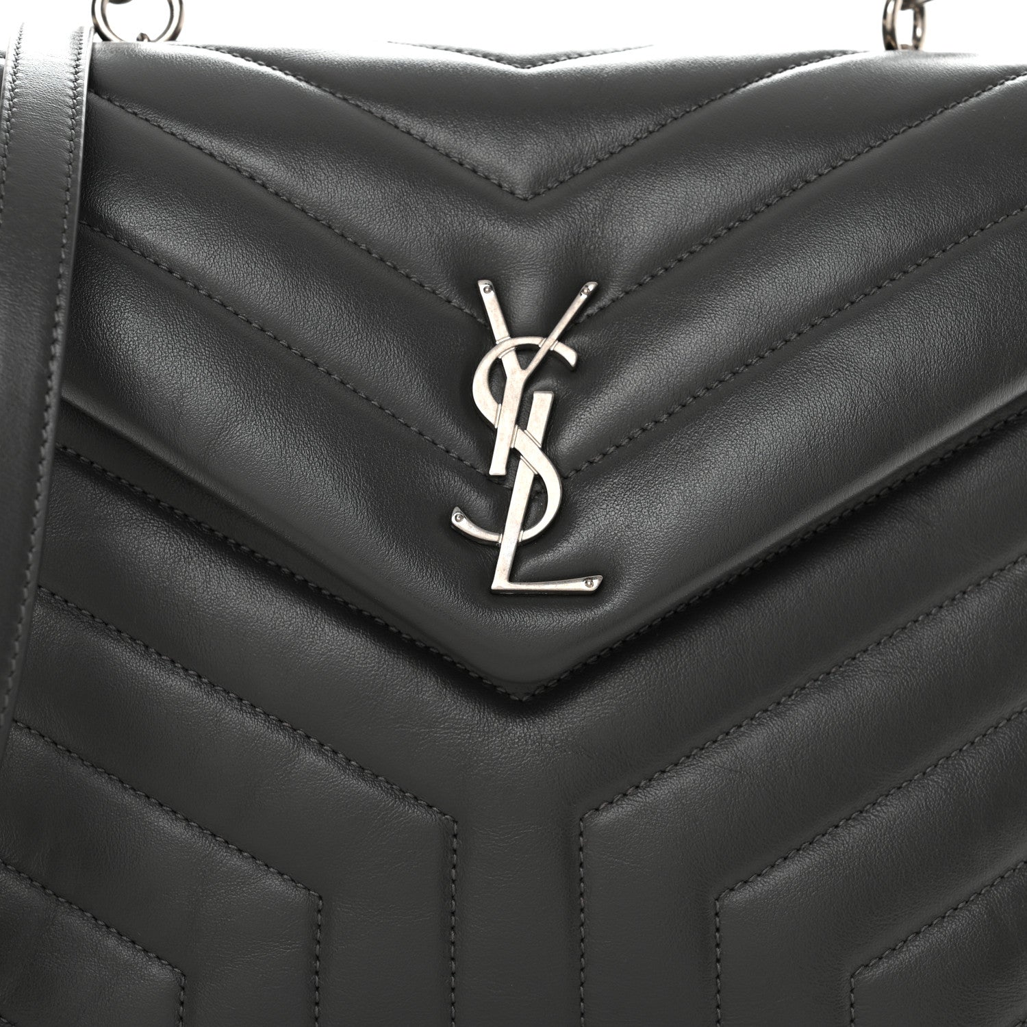 Saint Laurent Calfskin Y Quilted Monogram Medium Loulou Satchel Storm 8 of 10