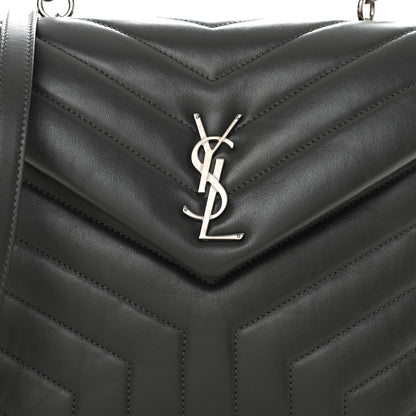 Saint Laurent Calfskin Y Quilted Monogram Medium Loulou Satchel Storm 8 of 10