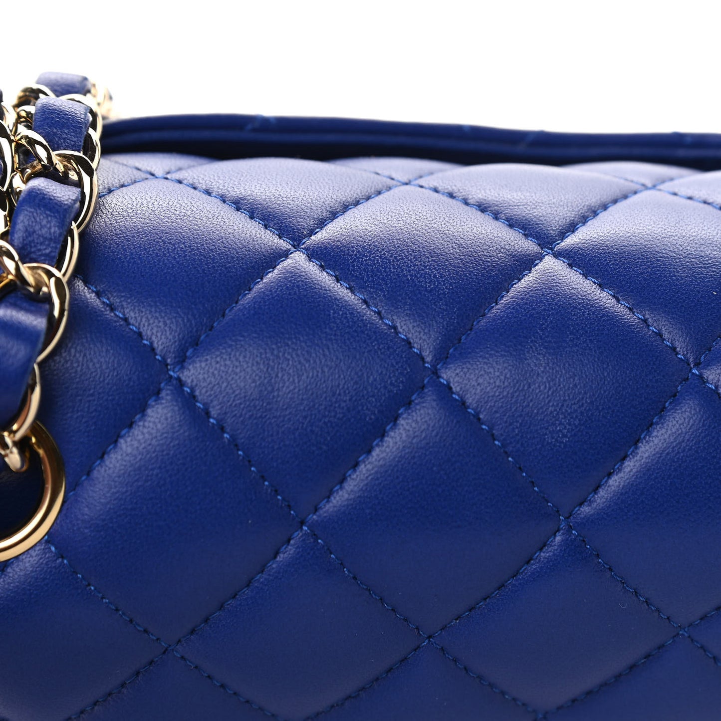 Lambskin Quilted Medium Double Flap Blue