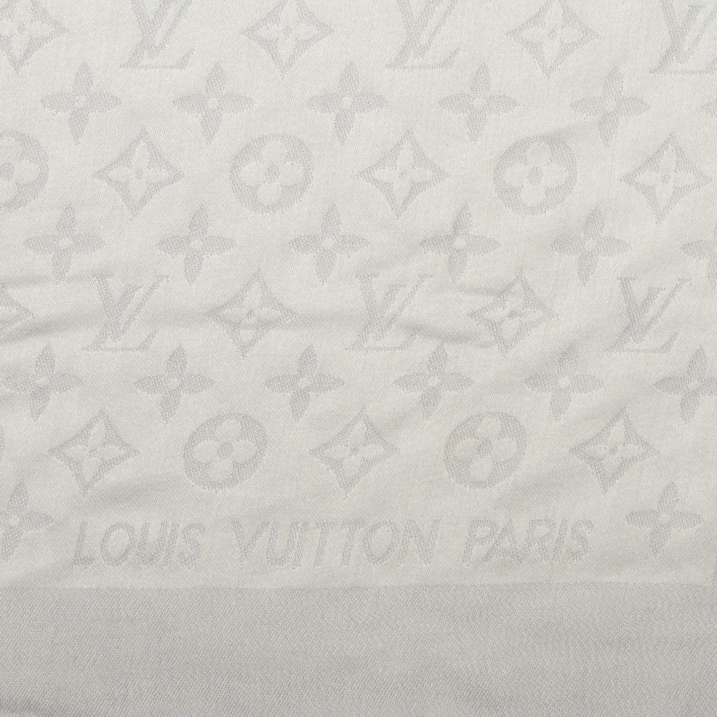 Silk Lurex Wool Monogram Shine Shawl Pearl Grey