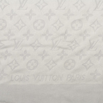 Louis Vuitton Silk Lurex Wool Monogram Shine Shawl Pearl Grey 4 of 5