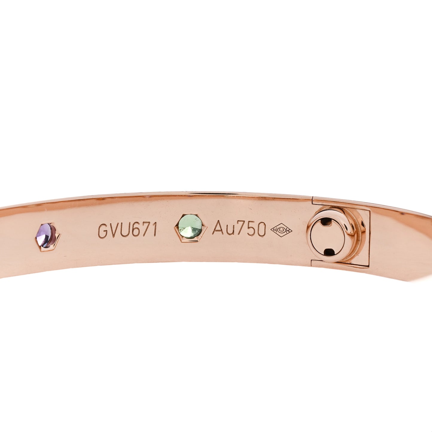 18K Pink Gold Sapphire Garnet Amethyst LOVE Bracelet 16