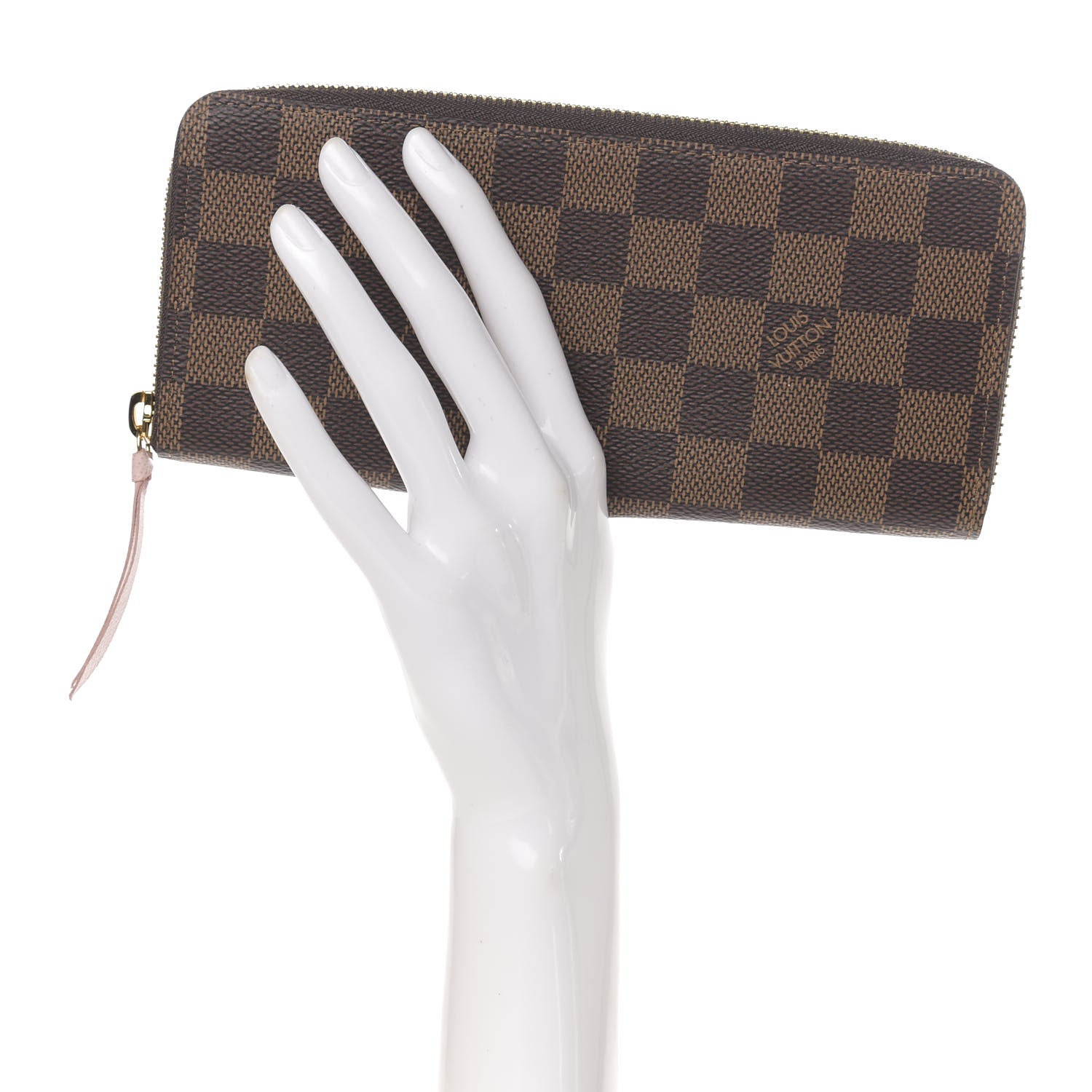 Louis Vuitton Damier Ebene Clemence Wallet Rose Ballerine 2 of 7