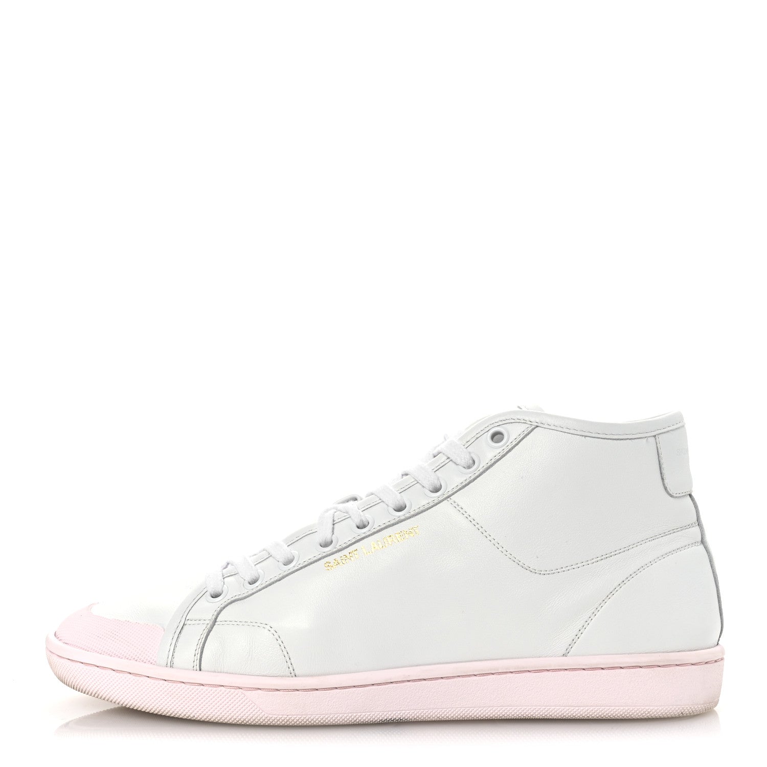 Saint Laurent Calfskin Womens Court Classic SL/39 Mid Top Sneakers Blanc Bebe 39.5 Blanc Bebe Rose 1 of 14
