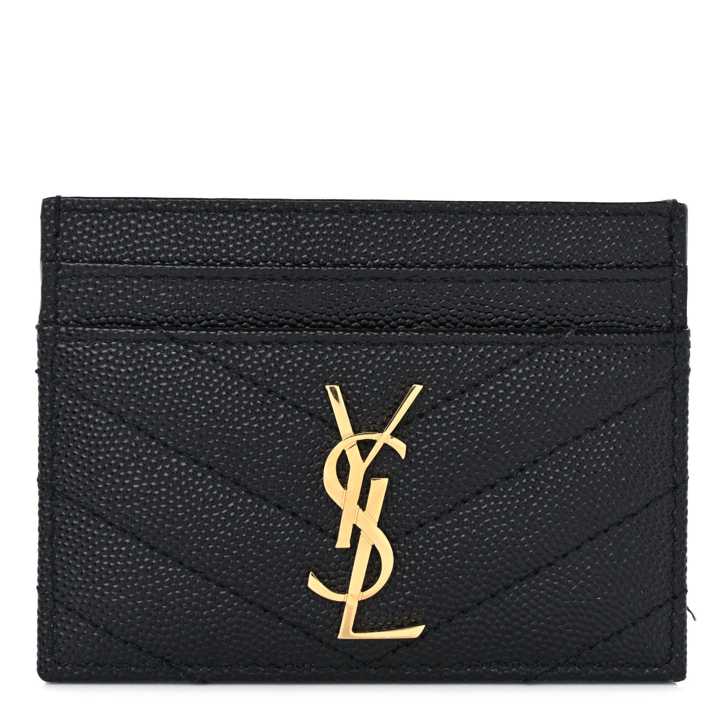 Grain De Poudre Matelasse Chevron Monogram Credit Card Case Black