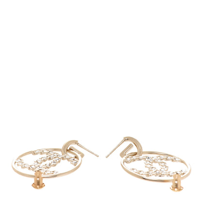 Chanel Crystal Chain Chanel Strass CC Drop Earrings Gold 3 of 5