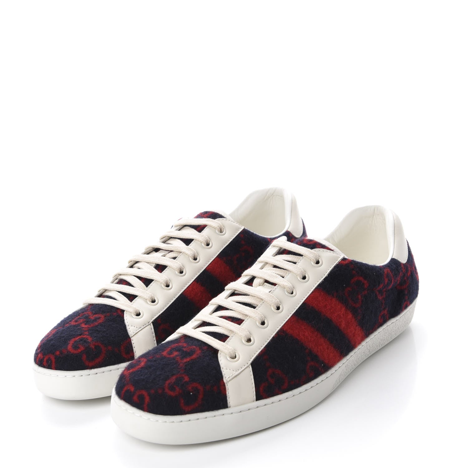 Gucci Covered Wool Big GG Monogram Mens Sneakers 12 Blue Red Mystic White 3 of 9