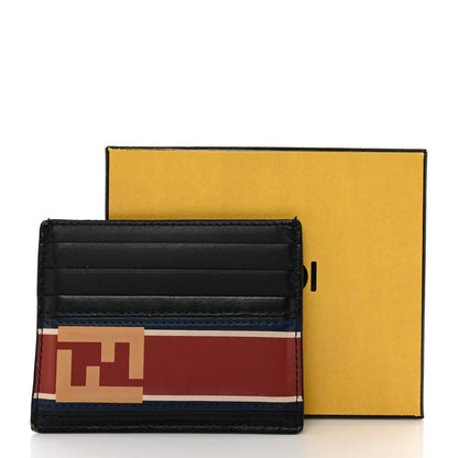 Fendi Vitello Stripe FF Card Holder Navy Multicolor 12 of 12