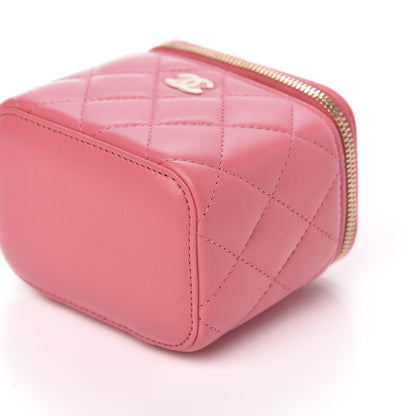 Chanel Lambskin Quilted Mini Vanity Case With Chain Coral 9 of 10