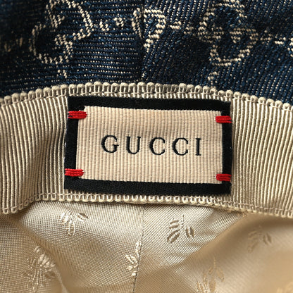 Gucci Washed Jacquard Denim Nappa GG Monogram Oscar Bucket Hat XL Denim Cuir 6 of 7