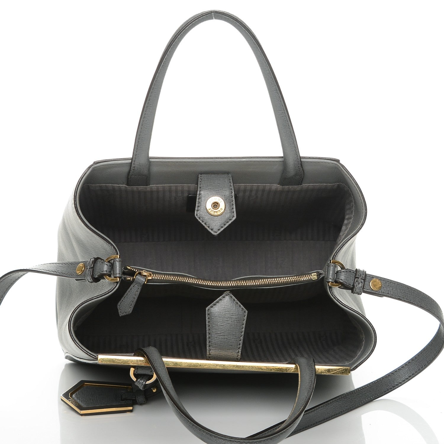 Fendi Vitello Elite Petite 2Jours Tote Grigio Grigio Chiaro 5 of 6
