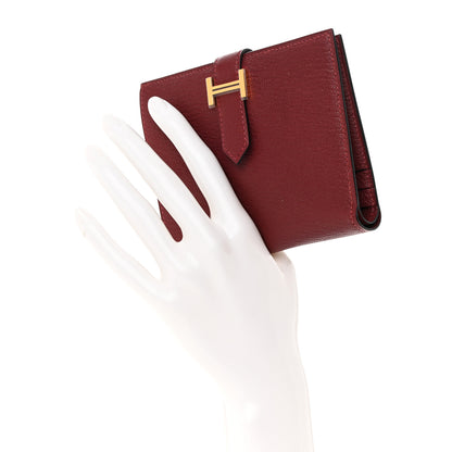 Hermes Chevre Mysore Bearn Compact Wallet Rouge H 2 of 9