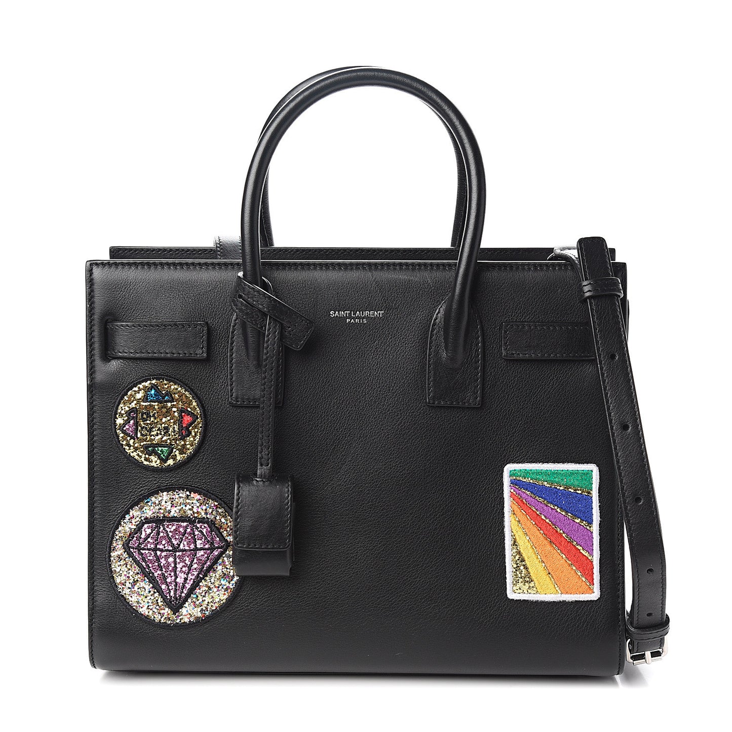 Calfskin Patchwork Baby Sac De Jour Black Multi