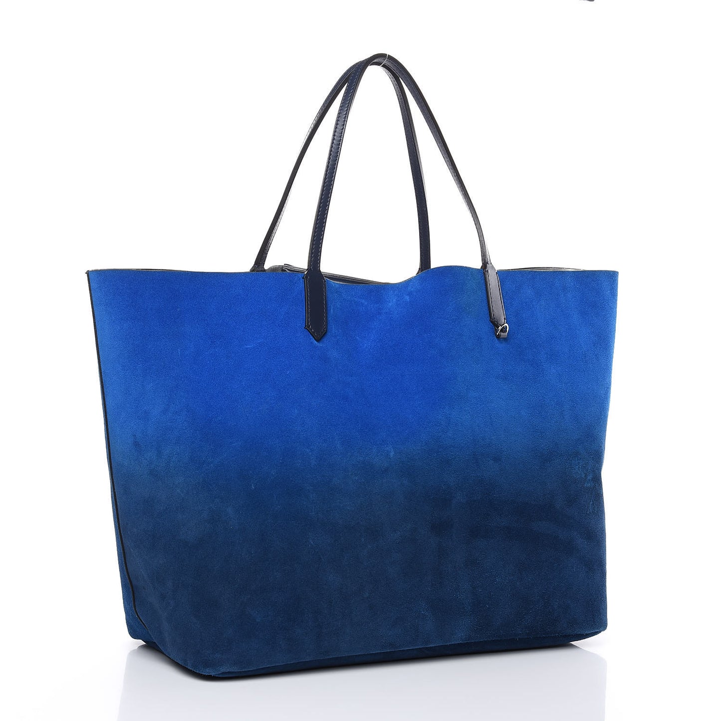 Metallic Calfskin Suede Ombre Large Reversible Antigona Tote Blue Silver