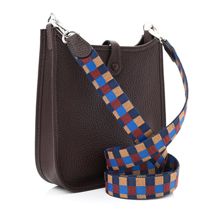 Hermes Taurillon Clemence Maxi Quadrille Evelyne TPM Rouge Sellier Bleu Bill Biscuit Rouge H 3 of 11