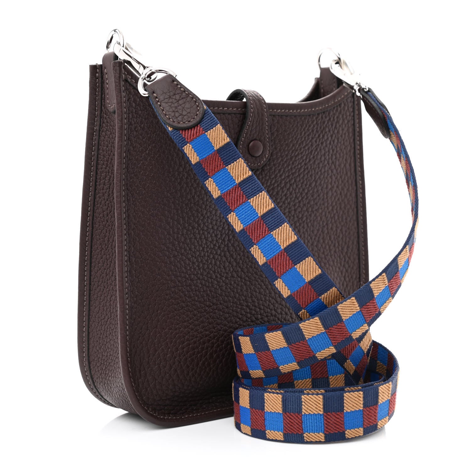 Hermes Taurillon Clemence Maxi Quadrille Evelyne TPM Rouge Sellier Bleu Bill Biscuit Rouge H 3 of 11