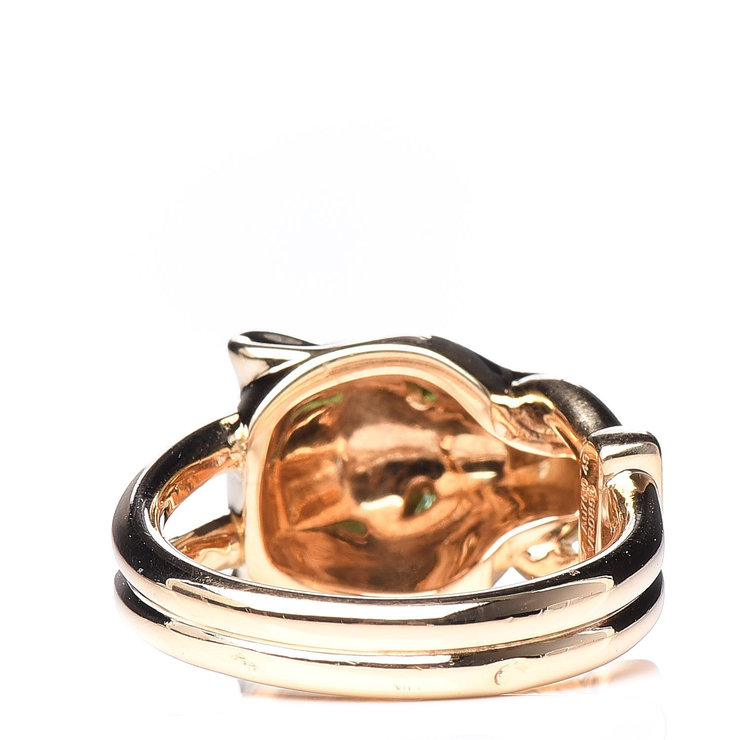 Cartier 18K Yellow Gold Lacquer Tsavortie Garnet Panthère De Ring 49 4.75 3 of 5