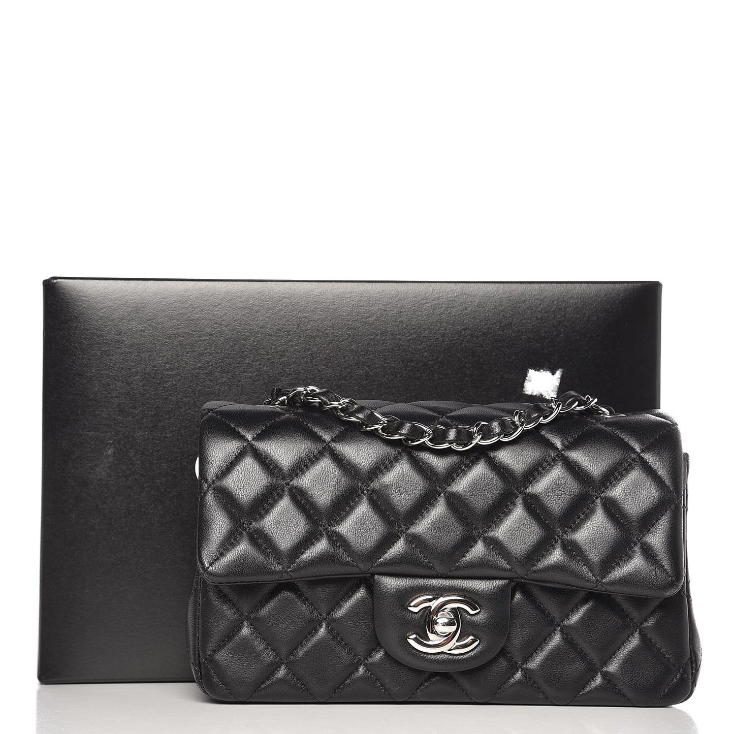 Lambskin Quilted Mini Rectangular Flap Black