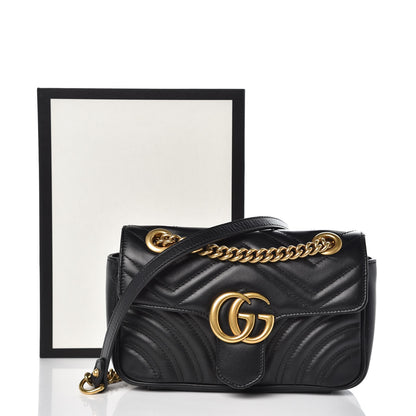 Gucci Calfskin Matelasse Mini GG Marmont Shoulder Bag Black 12 of 12